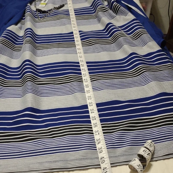 R & M Richards Blue and White Striped Midi Dress - Picture 10 of 11
